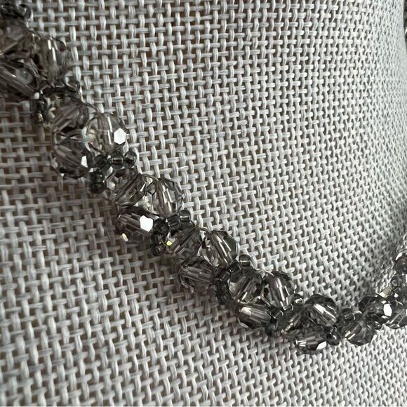 Vintage Crystal Necklace Woven Silver Chain - Picture 2 of 4